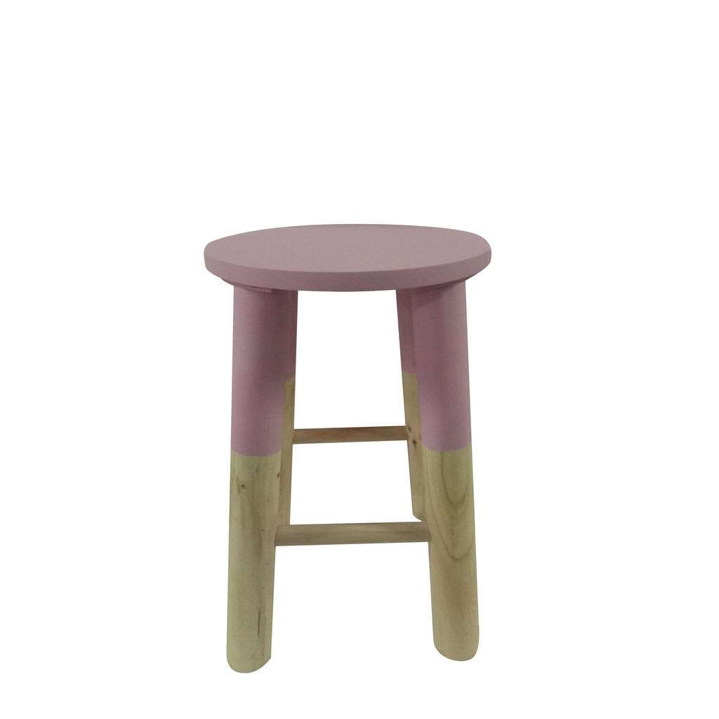 Ambia Home HOCKER Kiefer, Recyclingholz vollmassiv Mehrfarbig, Rosa