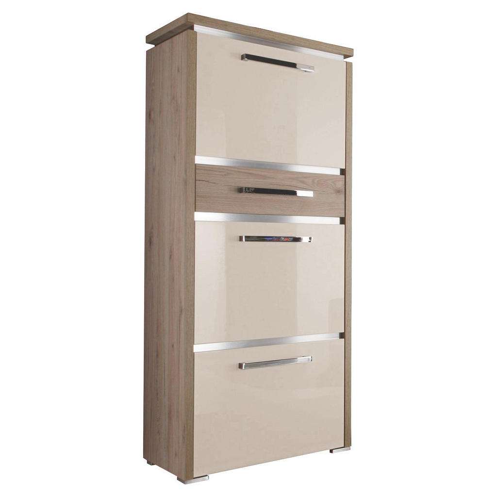 Moderano SCHUHSCHRANK Hochglanz, lackiert Braun, Gelb