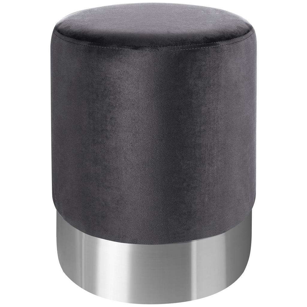 Xora HOCKER Samt Grau, Silber