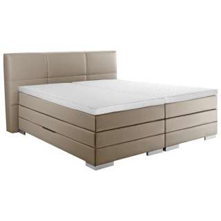 Novel BOXSPRINGBETT 'PRINZ' H2 Lederlook 160/200 cm INKL. Matratze, gepolstertes Kopfteil, Bettkasten, Topper, Grau
