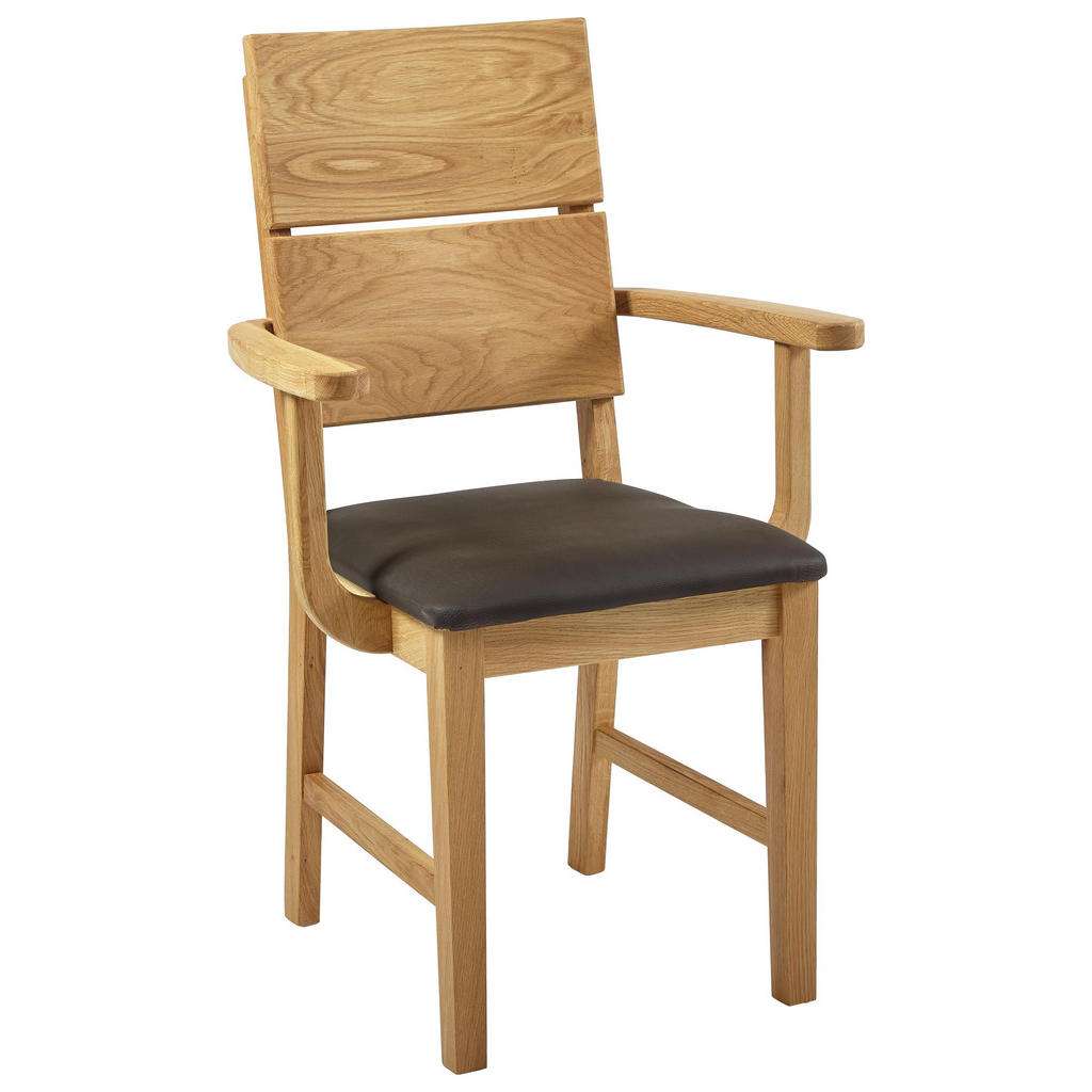 Linea Natura ARMLEHNSTUHL Lederlook Wildeiche massiv braun