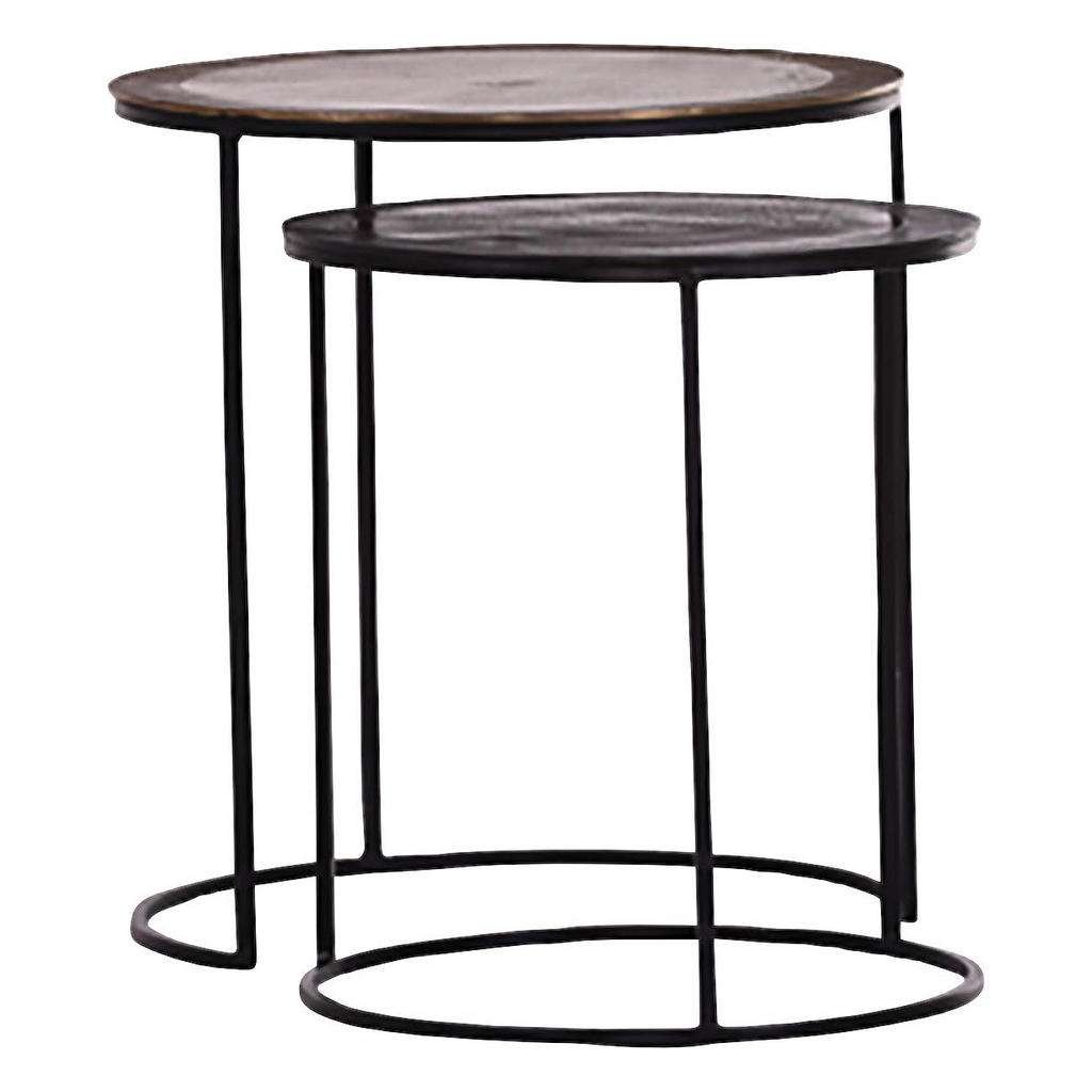 Carryhome BEISTELLTISCHSET rund Schwarz, Orange, Gold