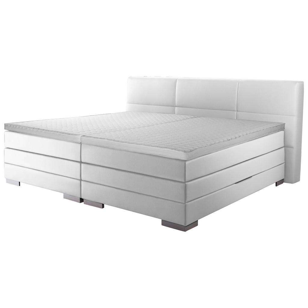 Novel BOXSPRINGBETT 'PRINZ' H3 Lederlook 200/200 cm INKL. Matratze, gepolstertes Kopfteil, Topper, Weiß