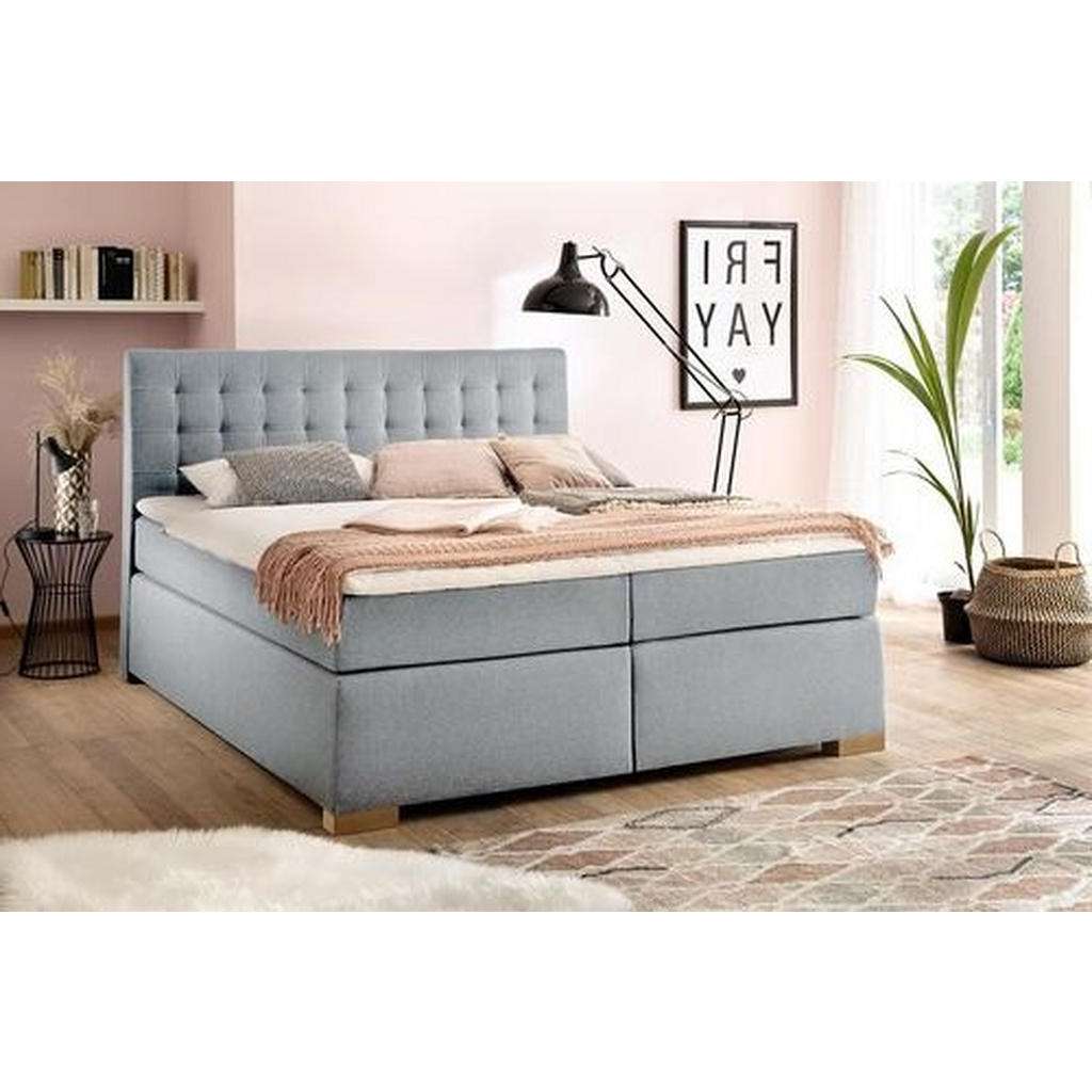 Novel BOXSPRINGBETT Flachgewebe 180/200 cm INKL. Matratze, Bettkasten, Blau