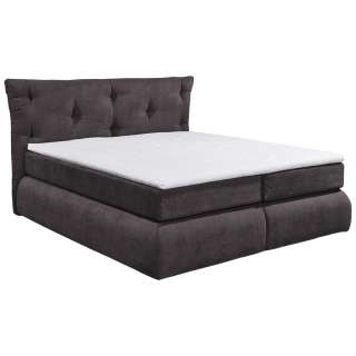 Carryhome BOXSPRINGBETT 180/200 cm INKL. Matratze, gepolstertes Kopfteil, Topper, Grau