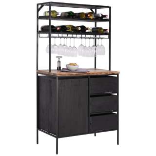 Ambia Home BAR Akazie massiv lackiert Schwarz, Braun