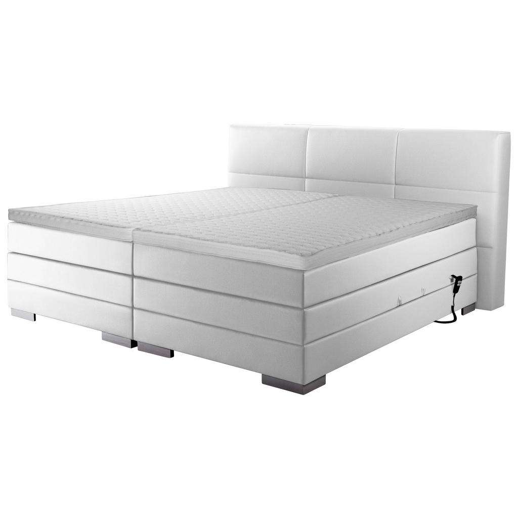 Novel BOXSPRINGBETT 'PRINZ' H2/H3 Lederlook 180/200 cm INKL. Matratze, gepolstertes Kopfteil, Topper, motorische Verstellbarkeit, Weiß