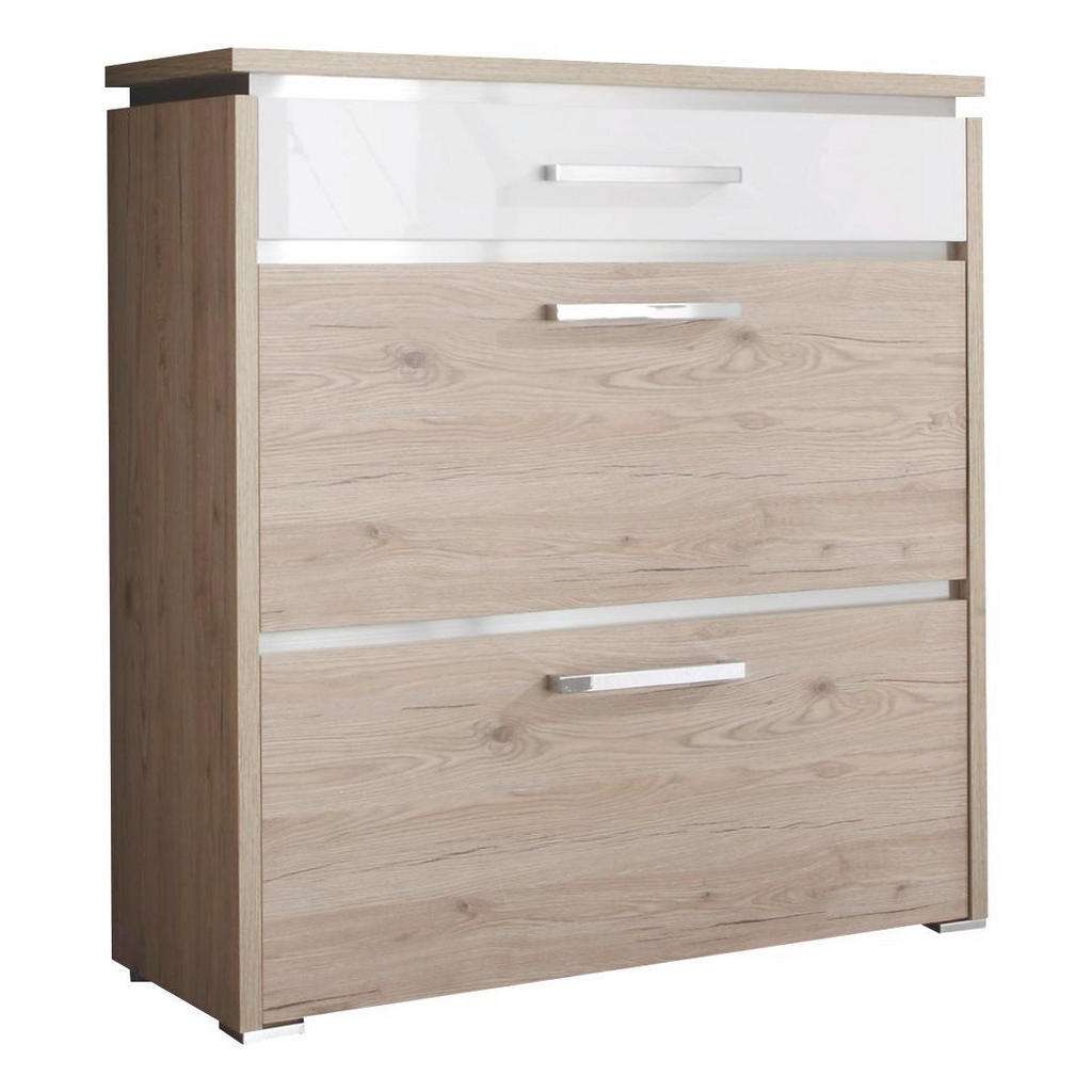 Moderano SCHUHSCHRANK Hochglanz, lackiert Weiß, Braun