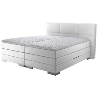 Novel BOXSPRINGBETT 'PRINZ' H2/H3 Lederlook 160/200 cm INKL. Matratze, gepolstertes Kopfteil, Bettkasten, Topper, Weiß