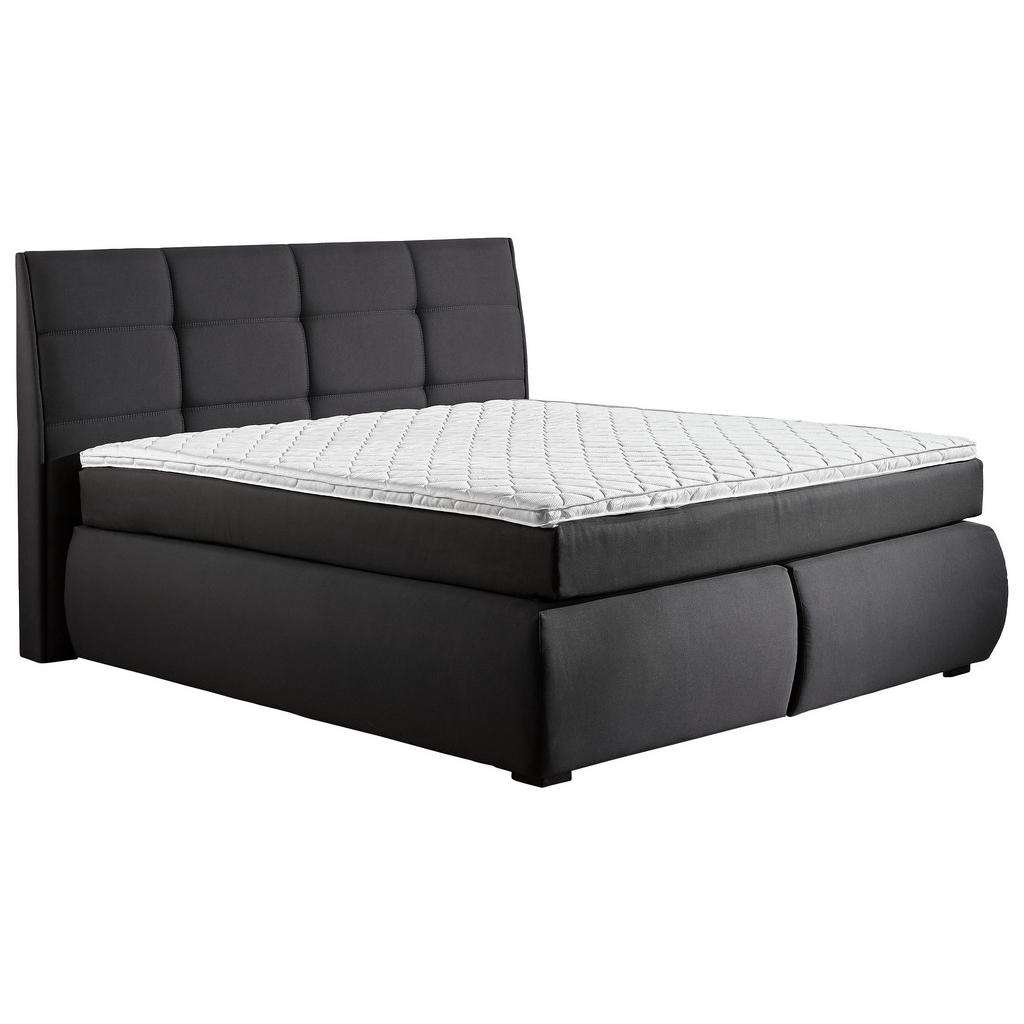 Hom`in BOXSPRINGBETT Mikrofaser 180/200 cm INKL. Matratze, Bettkasten, Topper, Grau