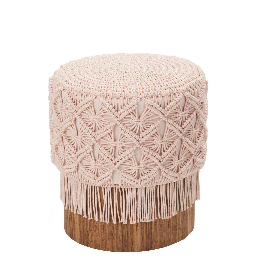 XXXL HOCKER Eukalyptusholz Mehrfarbig, Rosa