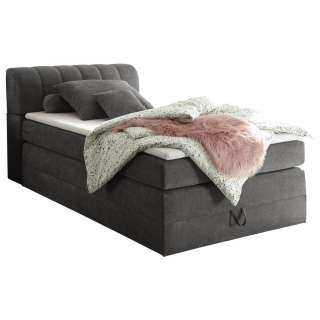 Carryhome BOXSPRINGBETT 120/200 cm INKL. Matratze, gepolstertes Kopfteil, Bettkasten, Topper, Grau
