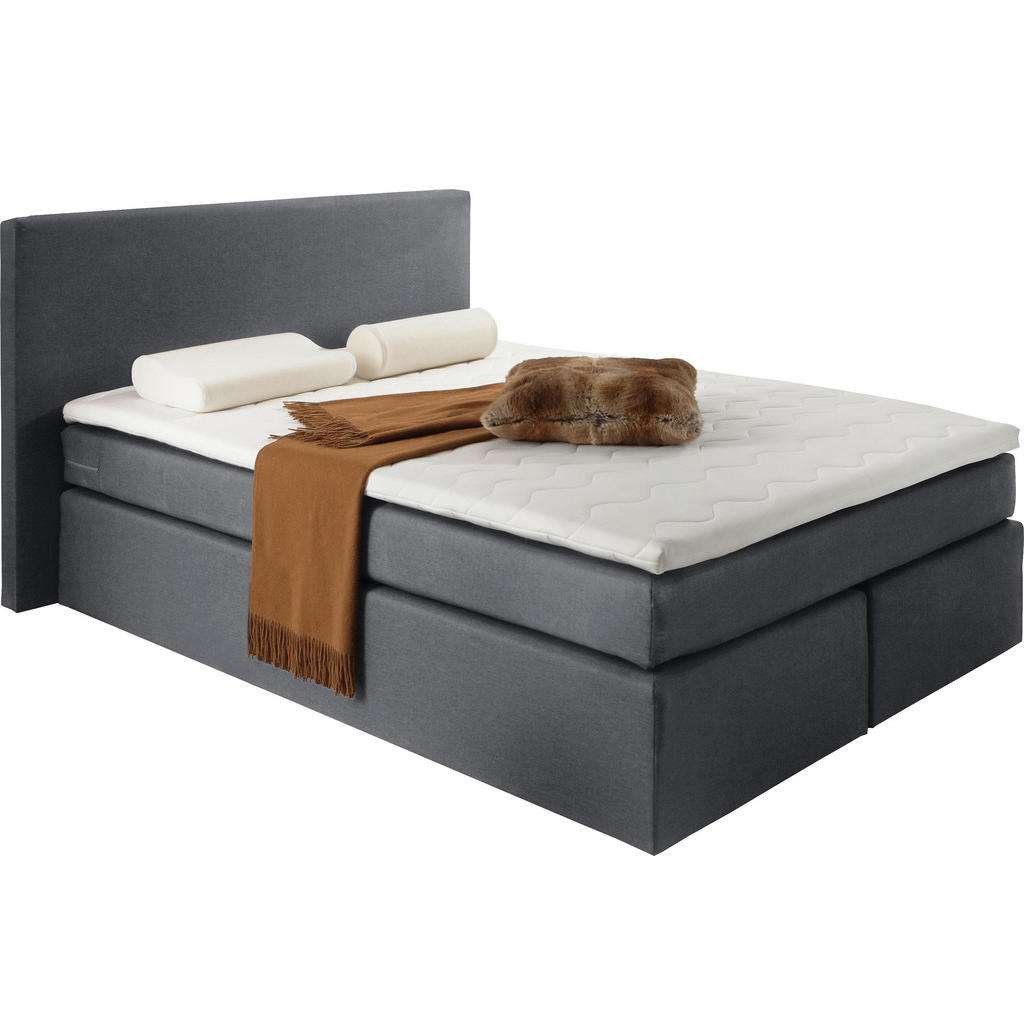 Carryhome BOXSPRINGBETT Webstoff 140/200 cm INKL. Matratze, Topper, Grau