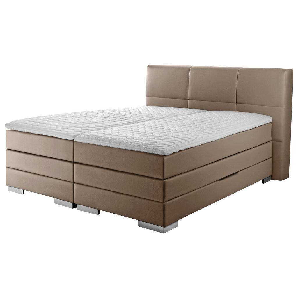 Novel BOXSPRINGBETT 'PRINZ' H2 Lederlook 140/200 cm INKL. Matratze, gepolstertes Kopfteil, Bettkasten, Topper, Grau