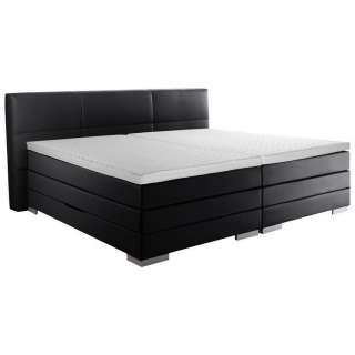 Novel BOXSPRINGBETT 'PRINZ' H2 Lederlook 200/200 cm INKL. Matratze, gepolstertes Kopfteil, Bettkasten, Topper, Schwarz