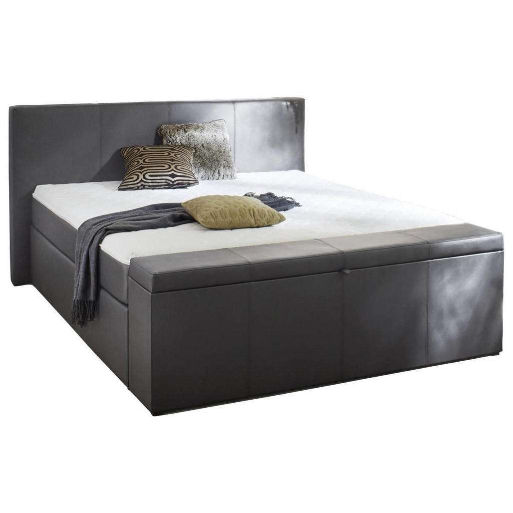 Carryhome BOXSPRINGBETT Lederlook 180/200 cm INKL. Matratze, Bettkasten, Topper, Grau