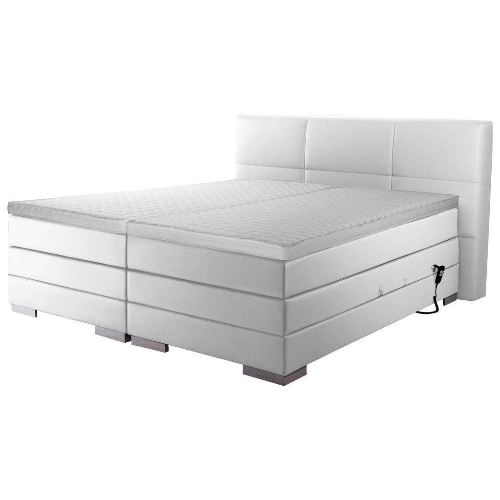 Novel BOXSPRINGBETT 'PRINZ' H2 Lederlook 160/200 cm INKL. Matratze, gepolstertes Kopfteil, Topper, motorische Verstellbarkeit, Weiß