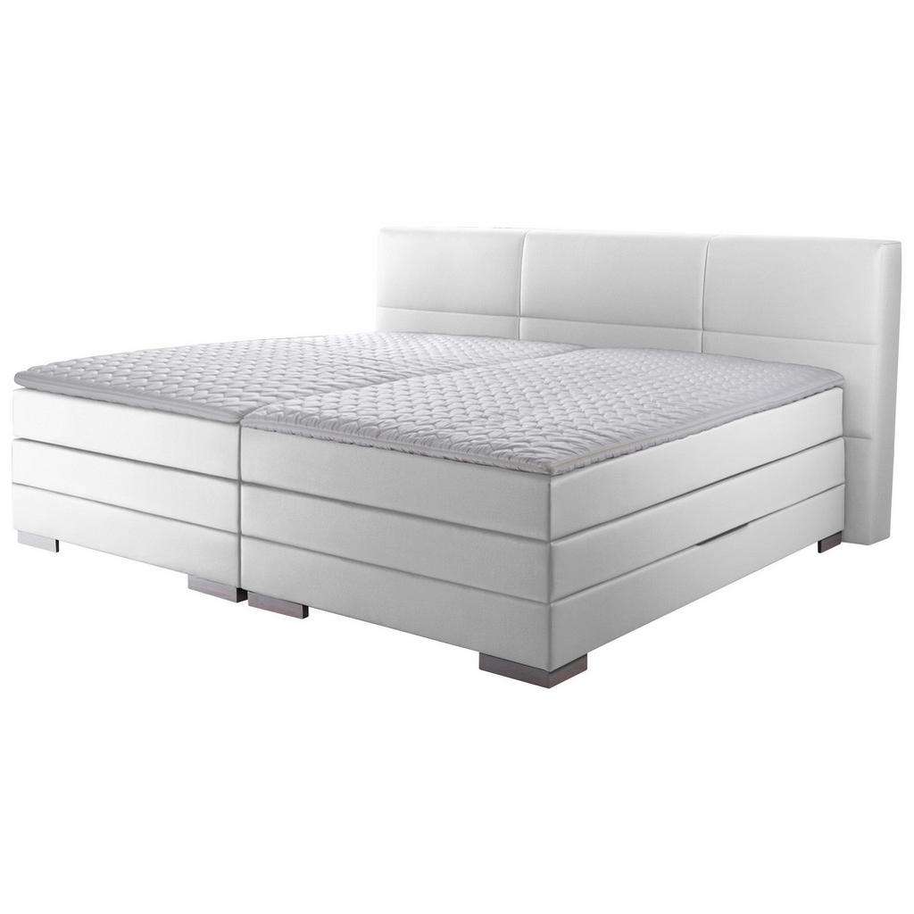 Novel BOXSPRINGBETT 'PRINZ' H2 Lederlook 213/200 cm INKL. Matratze, gepolstertes Kopfteil, Bettkasten, Topper, Weiß