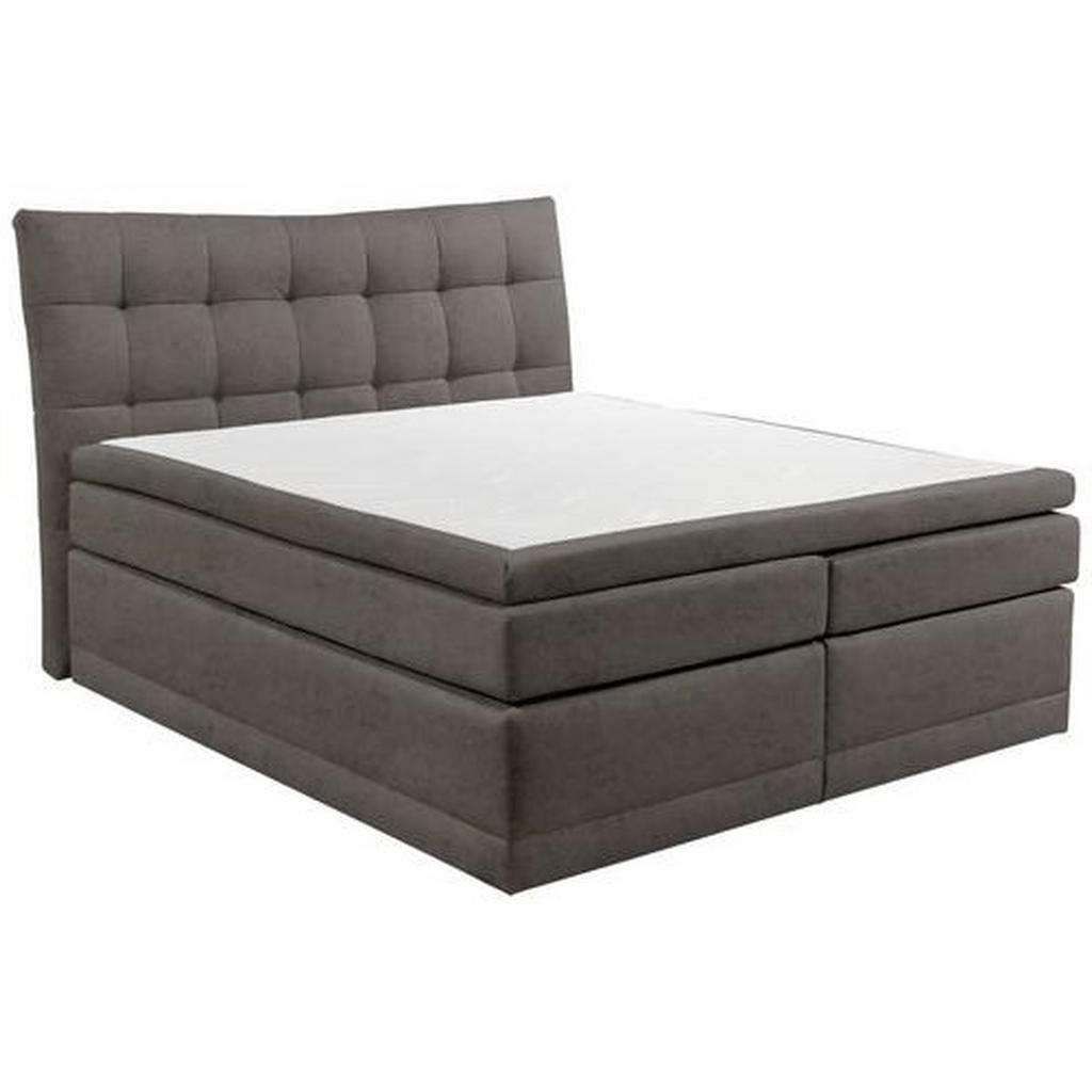 Carryhome BOXSPRINGBETT 180/200 cm INKL. Matratze, gepolstertes Kopfteil, Topper, Grau