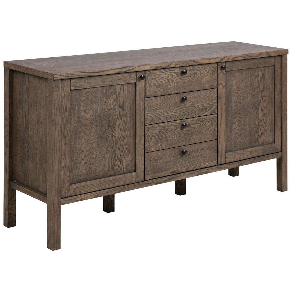 Carryhome ANRICHTE Eiche furniert, massiv gebeizt, gewachst, geräuchert, braun