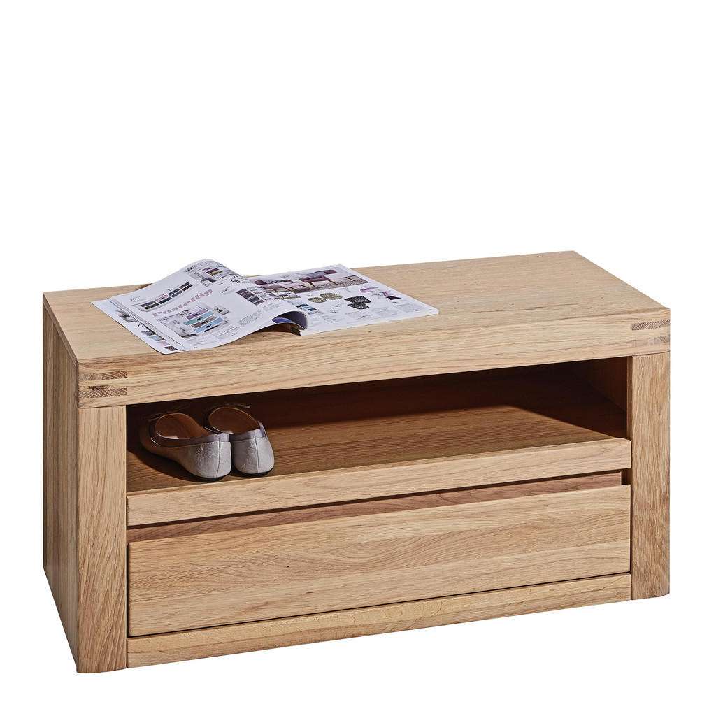 Linea Natura GARDEROBENBANK Wildeiche furniert, massiv Braun