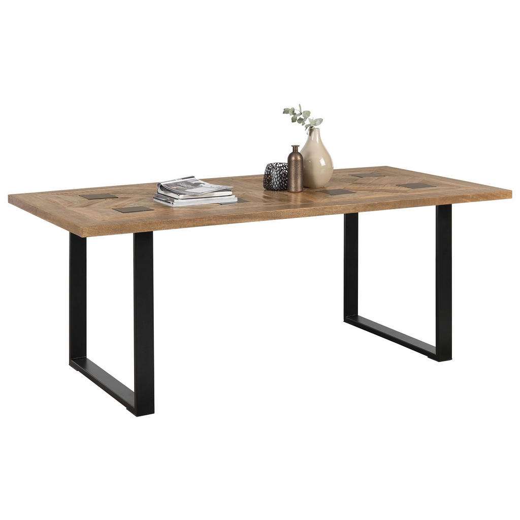 Ambia Home ESSTISCH Mangoholz massiv rechteckig Mehrfarbig, Schwarz