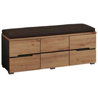 Voleo GARDEROBENBANK Webstoff Grau, Braun