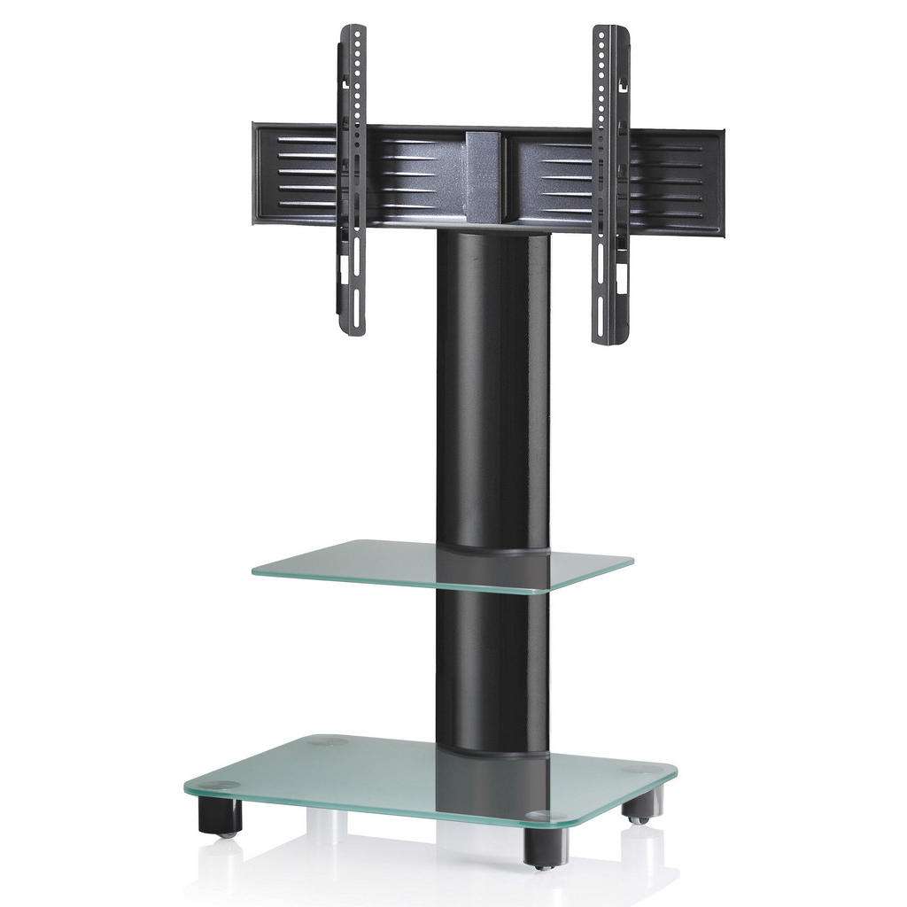 XXXL TV-RACK Metall, Glas Schwarz, Weiß