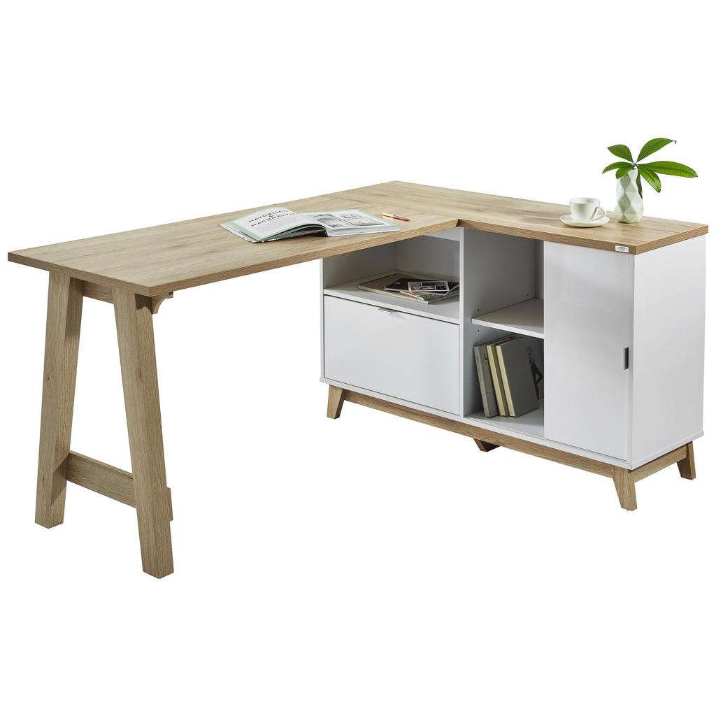 Voleo ECKSCHREIBTISCH Weiß, Braun