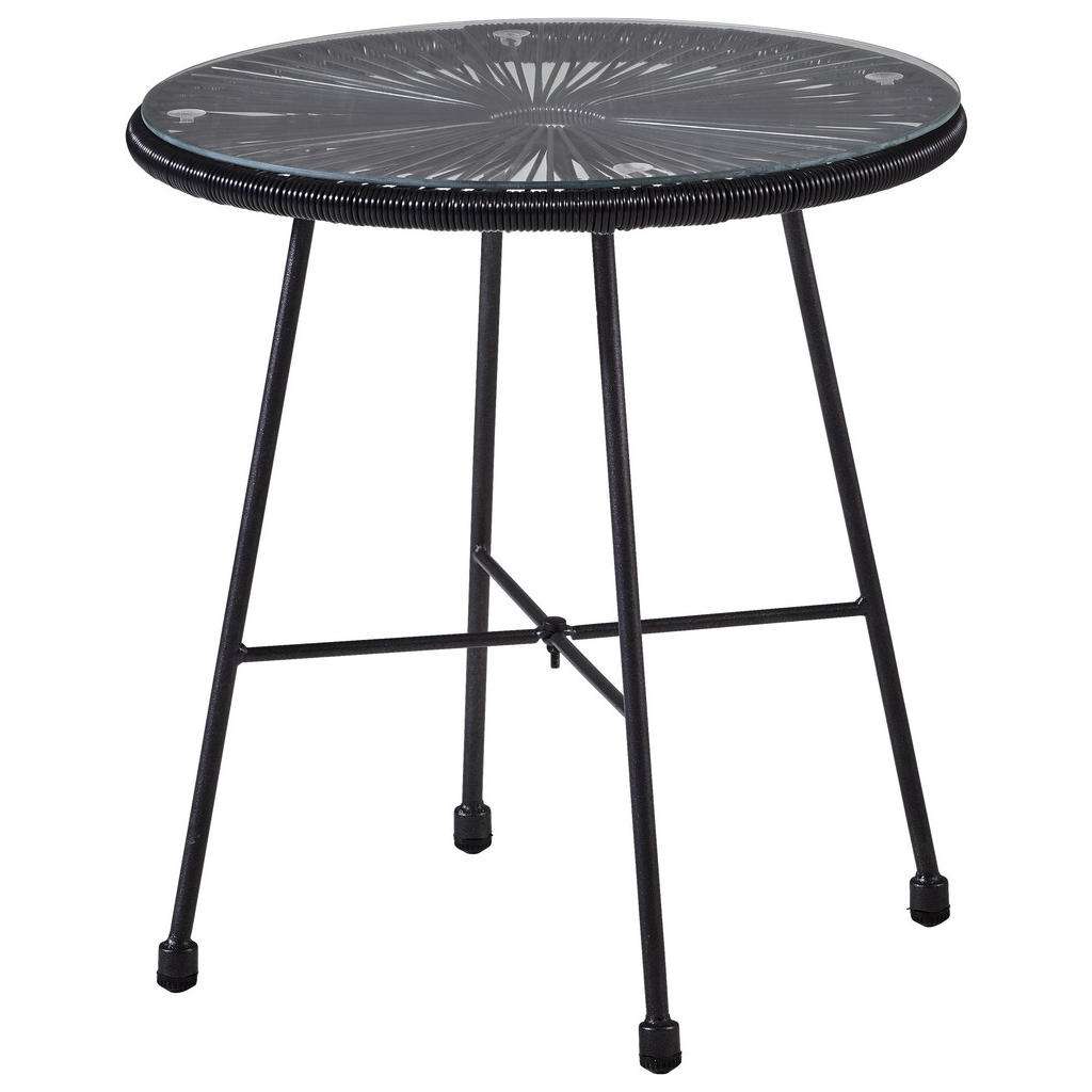 Ambia Garden GARTENBEISTELLTISCH Metall, Kunststoff, Glas, Schwarz