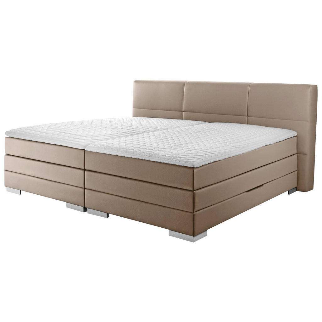 Novel BOXSPRINGBETT 'PRINZ' H2/H3 Lederlook 200/200 cm INKL. Matratze, gepolstertes Kopfteil, Topper, Grau