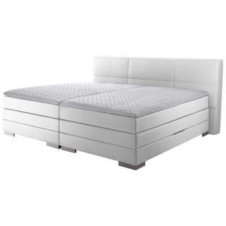 Novel BOXSPRINGBETT 'PRINZ' H2/H3 Lederlook 200/200 cm INKL. Matratze, gepolstertes Kopfteil, Topper, Weiß