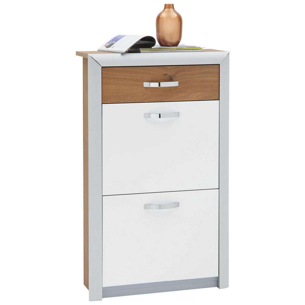 Dieter Knoll SCHUHSCHRANK Weiß, Braun, Silber
