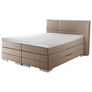 Novel BOXSPRINGBETT 'PRINZ' H2 Lederlook 120/200 cm INKL. Matratze, gepolstertes Kopfteil, Bettkasten, Topper, Grau
