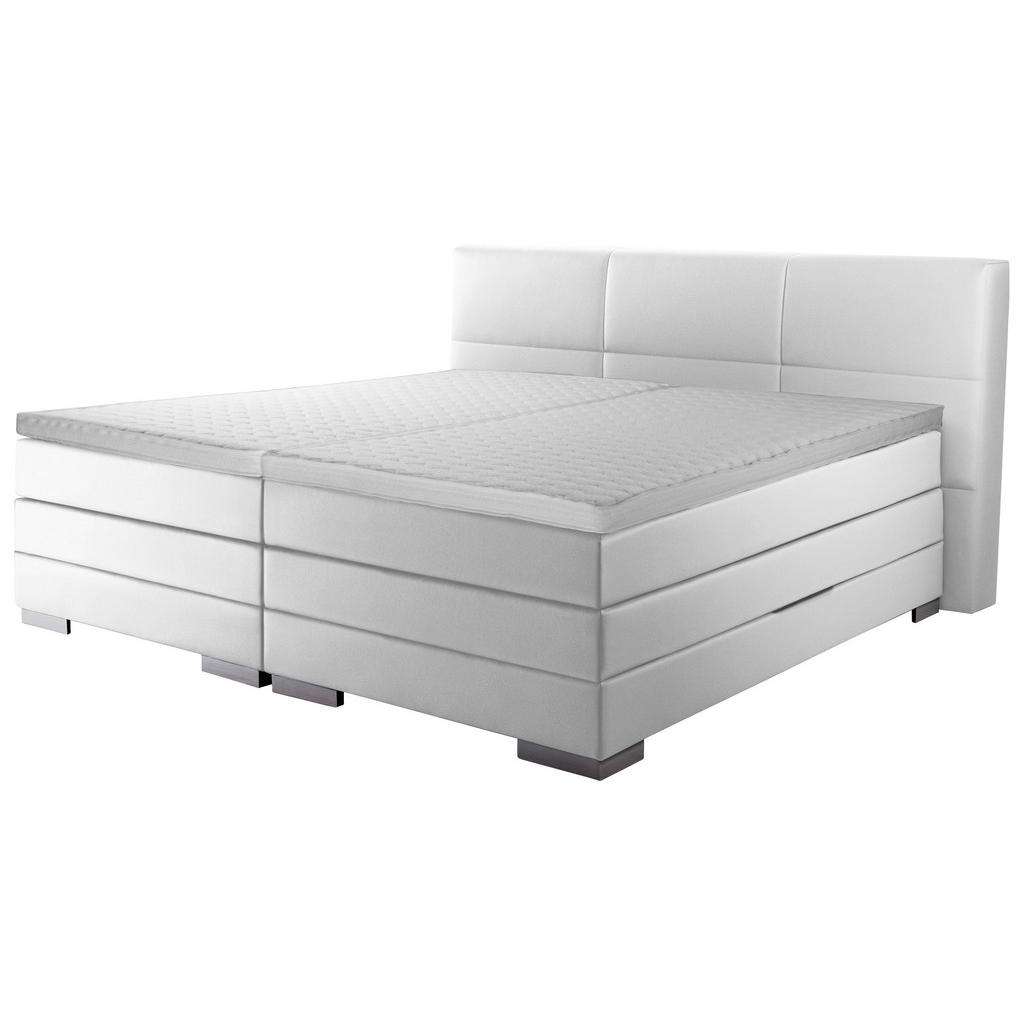 Novel BOXSPRINGBETT 'PRINZ' H2 Lederlook 180/200 cm INKL. Matratze, gepolstertes Kopfteil, Bettkasten, Topper, Weiß