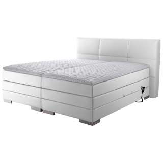 Novel BOXSPRINGBETT 'PRINZ' H2/H3 Lederlook 160/200 cm INKL. Matratze, gepolstertes Kopfteil, Topper, motorische Verstellbarkeit, Weiß