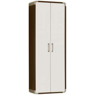 Moderano GARDEROBENSCHRANK Hochglanz Weiß, Braun