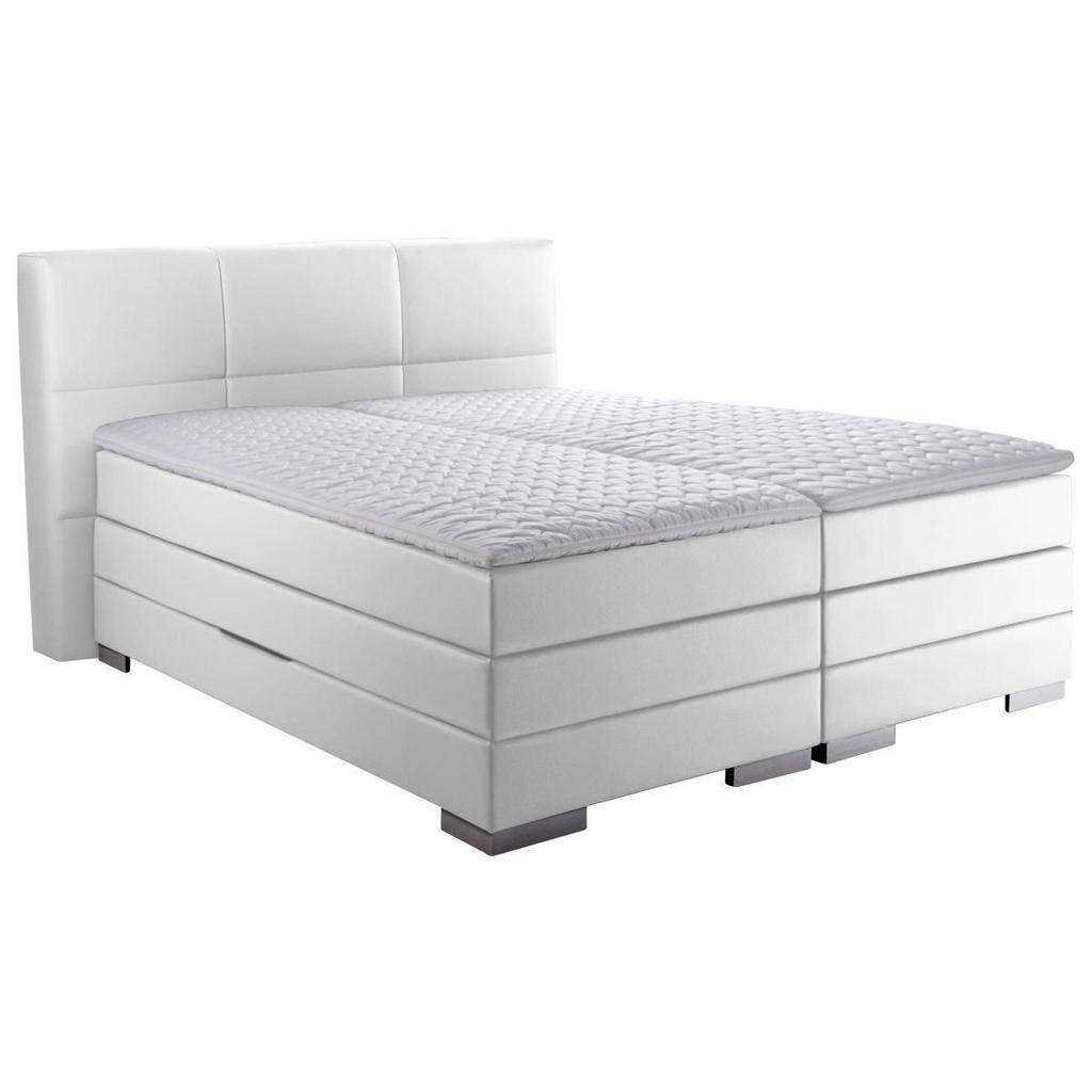 Novel BOXSPRINGBETT 'PRINZ' H2 Lederlook 140/200 cm INKL. Matratze, gepolstertes Kopfteil, Bettkasten, Topper, Weiß