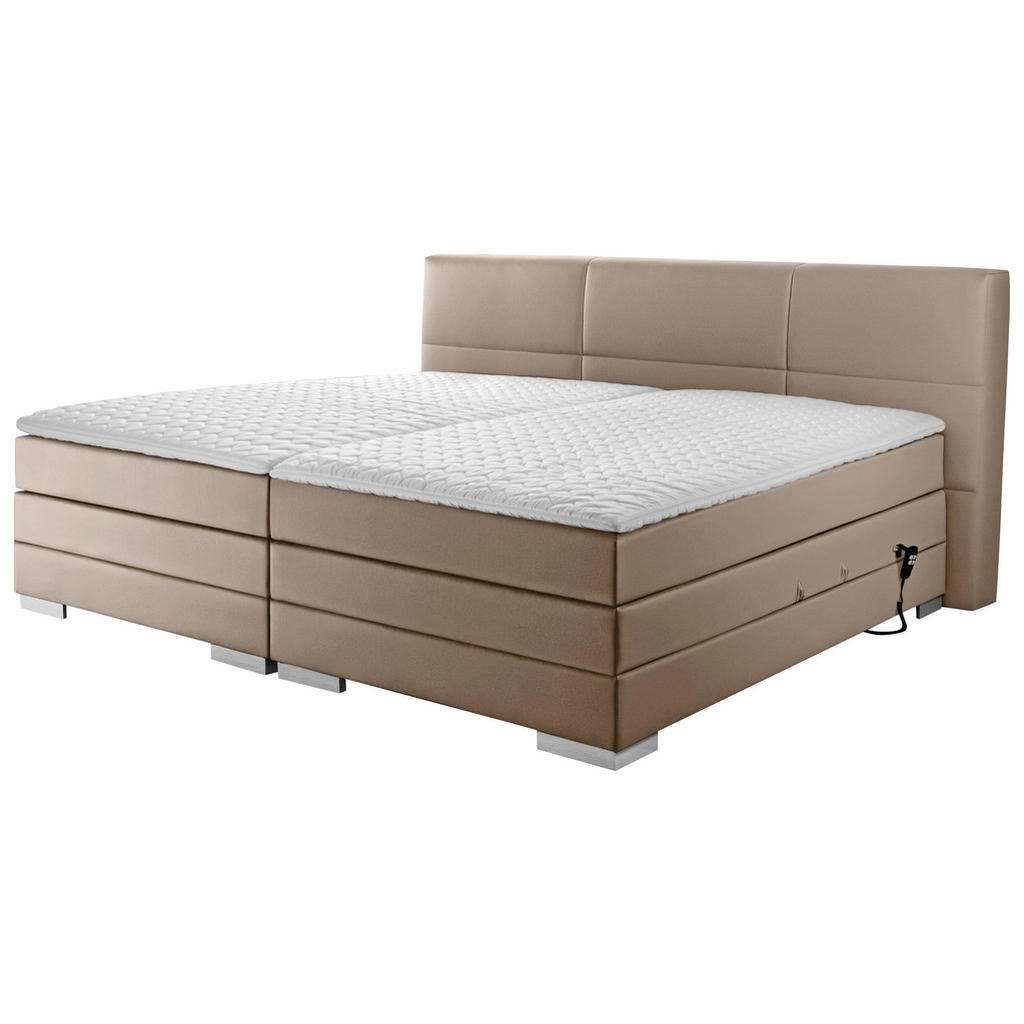 Novel BOXSPRINGBETT 'PRINZ' H2/H3 Lederlook 200/200 cm INKL. Matratze, gepolstertes Kopfteil, Topper, motorische Verstellbarkeit, Grau