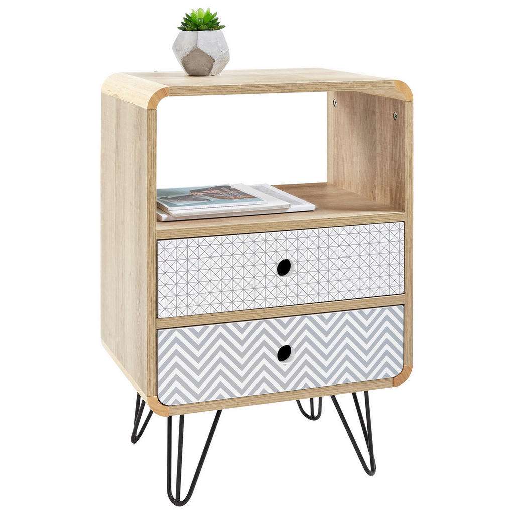 Carryhome NACHTKÄSTCHEN Weiß, Braun