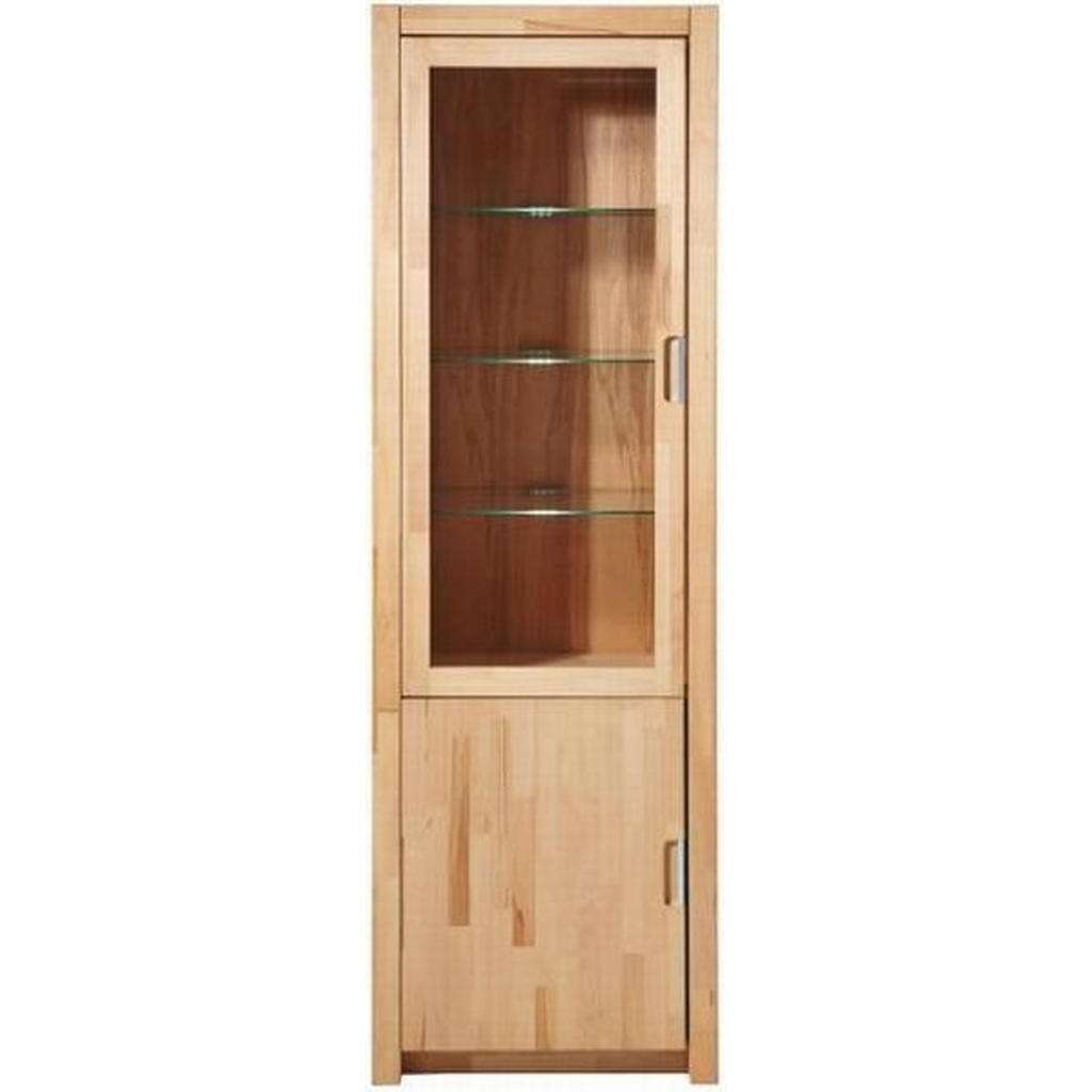 Carryhome VITRINE Kernbuche furniert, massiv Braun