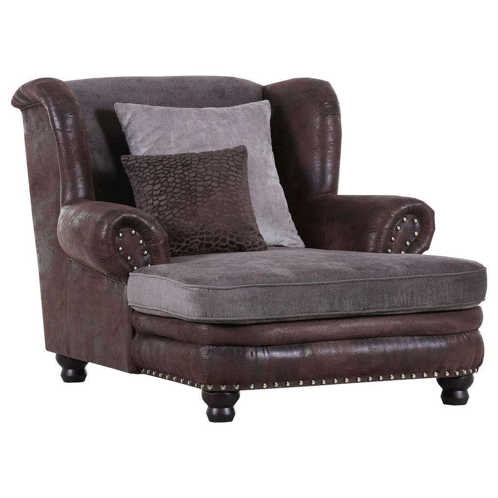 Landscape OHRENSESSEL Lederlook, Webstoff Grau, braun