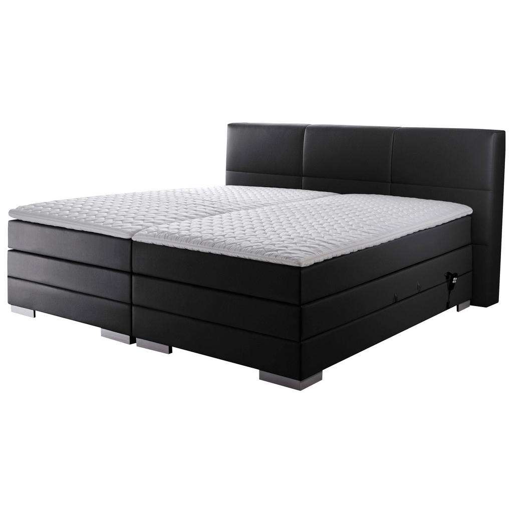 Novel BOXSPRINGBETT 'PRINZ' H2 Lederlook 180/200 cm INKL. Matratze, gepolstertes Kopfteil, Topper, motorische Verstellbarkeit, Schwarz
