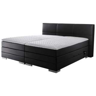Novel BOXSPRINGBETT 'PRINZ' H2 Lederlook 180/200 cm INKL. Matratze, gepolstertes Kopfteil, Topper, motorische Verstellbarkeit, Schwarz