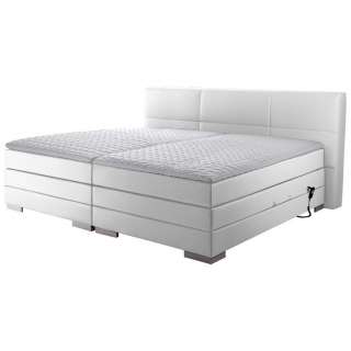 Novel BOXSPRINGBETT 'PRINZ' H2 Lederlook 200/200 cm INKL. Matratze, gepolstertes Kopfteil, Topper, motorische Verstellbarkeit, Weiß