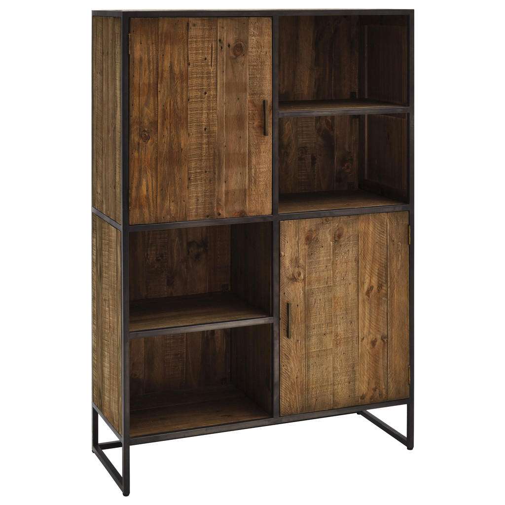 Landscape HIGHBOARD Kiefer, Recyclingholz massiv antik Schwarz, Braun