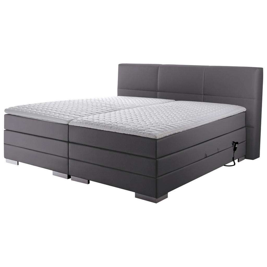 Novel BOXSPRINGBETT 'PRINZ' H2 Lederlook 180/200 cm INKL. Matratze, gepolstertes Kopfteil, Topper, motorische Verstellbarkeit, Grau
