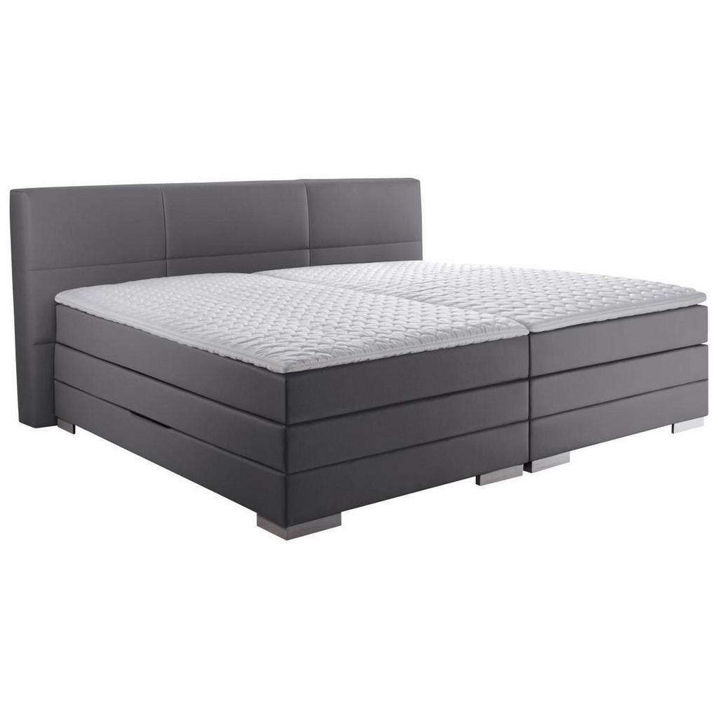 Novel BOXSPRINGBETT 'PRINZ' H2 Lederlook 200/200 cm INKL. Matratze, gepolstertes Kopfteil, Bettkasten, Topper, Grau
