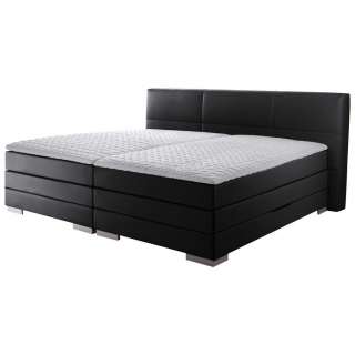 Novel BOXSPRINGBETT 'PRINZ' H2/H3 Lederlook 200/200 cm INKL. Matratze, gepolstertes Kopfteil, Topper, Schwarz