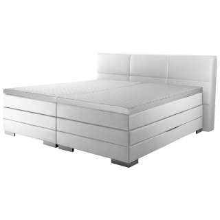 Novel BOXSPRINGBETT 'PRINZ' H2/H3 Lederlook 180/200 cm INKL. Matratze, gepolstertes Kopfteil, Topper, Weiß